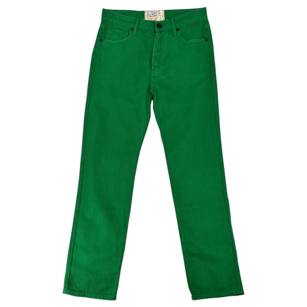 Sandrine‎ Rose NWT Green Straight Leg Jeans Linen Blend Size 25